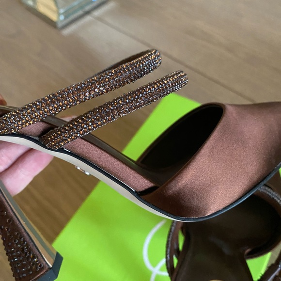 Sam Edelman Agustina Chocolate Satin Slip On Jeweled Mules 8.5 fits size 8 New - Picture 8 of 12